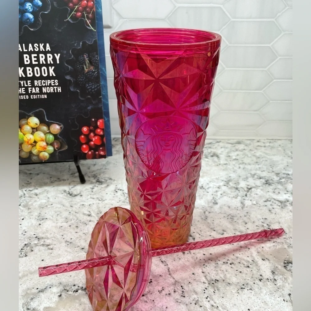 Starbucks Summer 2024 Ruby Pink Metallic Iridescent Prism Cup. NWT. Happy color! - Picture 5 of 6